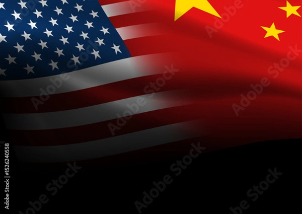 Obraz USA and China Flags Blended, geopolitical relations concept illustration