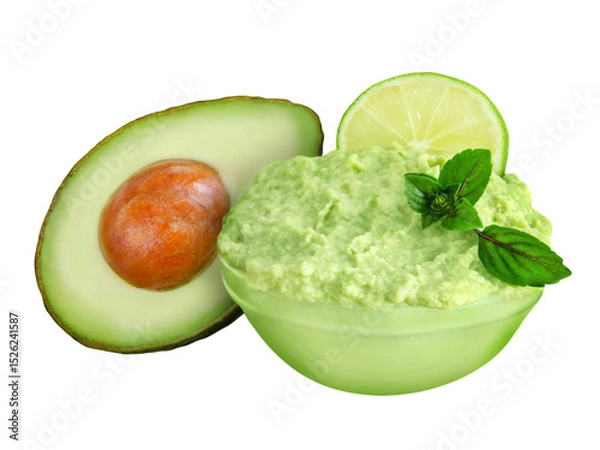 Obraz Avocado Guacamole  isolated on white background