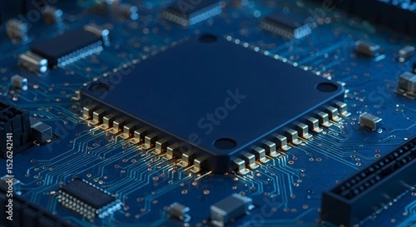 Obraz Electronic Chip on Circuit Board