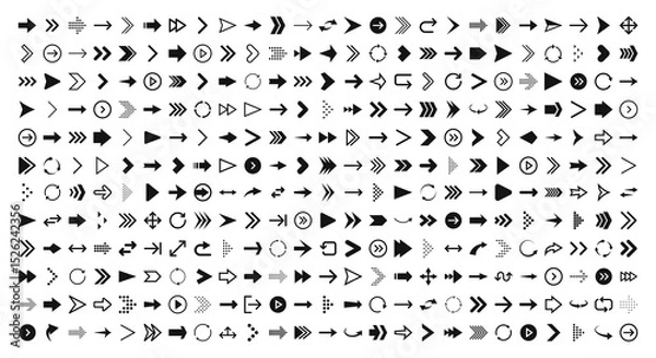 Fototapeta Arrows set of black icons. Arrow icon. Arrow vector collection. Arrow. Cursor. Modern simple arrows. Vector illustration.