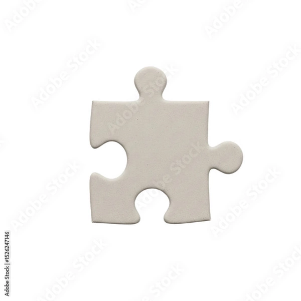 Fototapeta Single beige puzzle piece, isolated on transparent background  