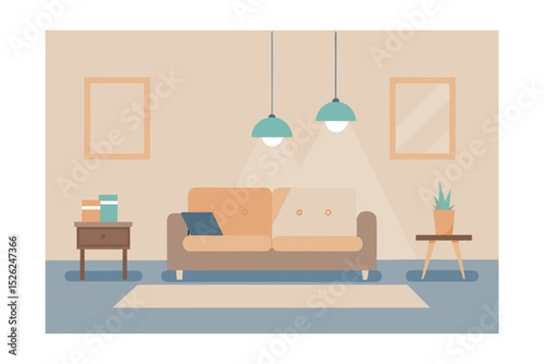 Fototapeta Cozy Living Room Interior Design Calm and Serene Home Space