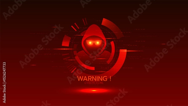 Fototapeta Cybercrime vector showing hacker criminal cyber fraud phishing malware scammer hacking and crime.