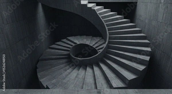 Obraz Dark gray spiral staircase interior design