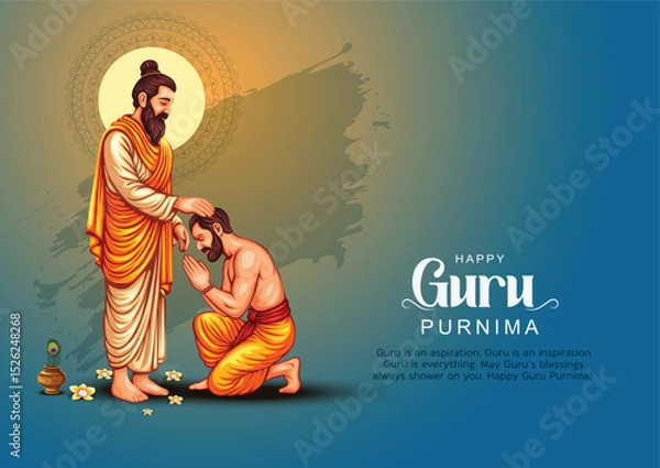 Fototapeta new Happy guru Purnima guru and shishya blessing. god abstract Vector Illustration design.