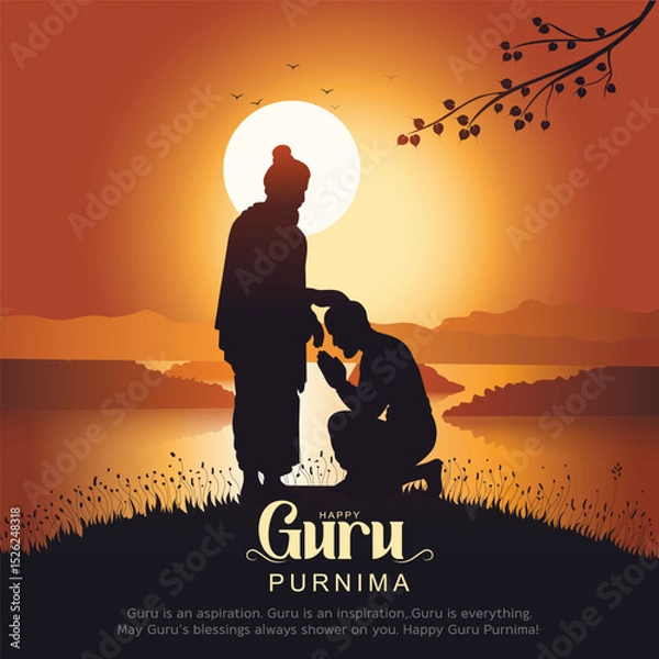 Fototapeta new Happy guru Purnima guru and shishya blessing. god abstract Vector Illustration design.
