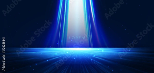 Obraz Abstract scene elegant blue light rays on dark background with lighting effect and sparkle.
