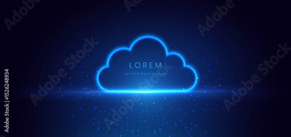 Obraz Futuristic cloud technology connected digital servers on dark blue background.