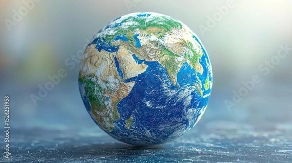 Fototapeta Our Precious Planet Earth: A 3D Render of Our World