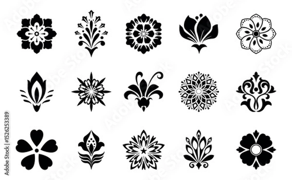 Obraz Flower icons set. Isolated elements for design. Vector graphics.