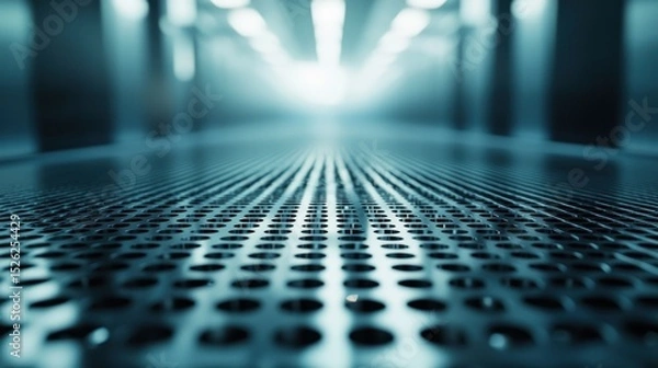 Fototapeta Abstract Metallic Grid Pathway: Industrial Tech Perspective