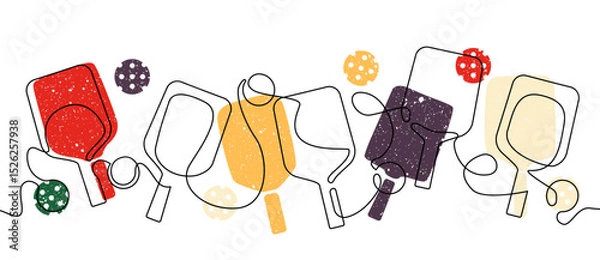 Fototapeta Pickleball pattern isolated on white background. Vector illustration.