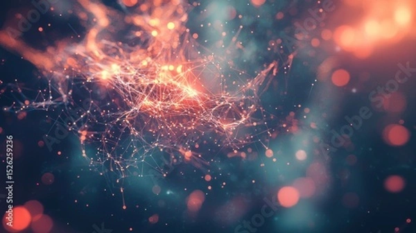 Fototapeta Abstract Network Connections: A Digital Universe of glowing particles and intricate lines