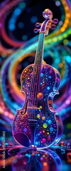 Fototapeta Magical Crystal Violin Abstract colorful music background with classical string instruments