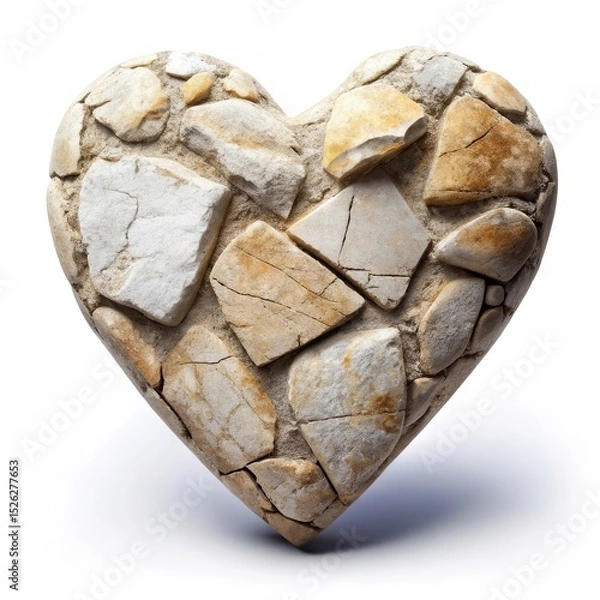 Fototapeta Artistic still life with sculpted stone heart representing the absence of empathy and emotional hardness in human nature
