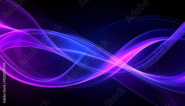 Fototapeta 紫と青の近未来的な光のライン背景