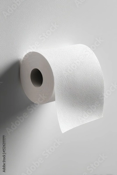 Fototapeta White wall with a roll of paper