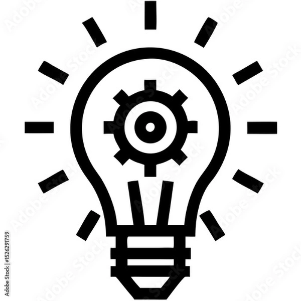 Obraz Light bulb with gear symbolizing innovation and creativity in a business environment during daytime brainstorming session