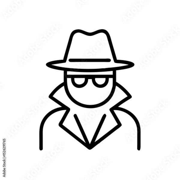 Obraz Mysterious figure wearing a fedora hat and trench coat in a shadowy urban environment during night time