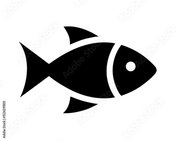 Obraz Black silhouette of a fish swimming in water, showcasing a minimalist design of aquatic life