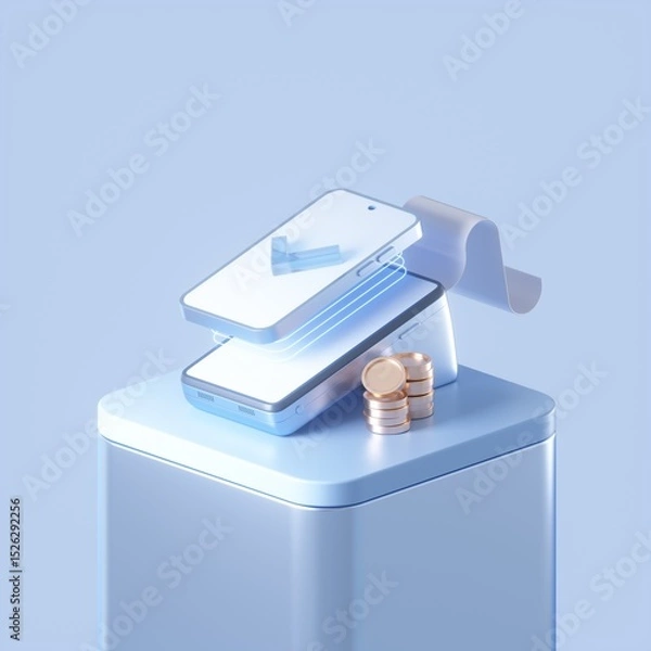 Obraz Payment with POS terminal concept. 3d rendering illustration.