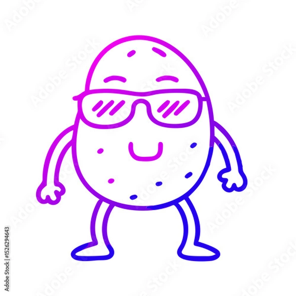 Fototapeta Creative cartoon potato character wearing sunglasses and showing a cool attitude in a colorful design
