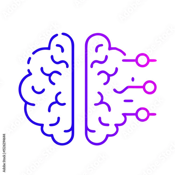 Fototapeta Concept of brain with digital signals representing artificial intelligence and technology integration in modern society