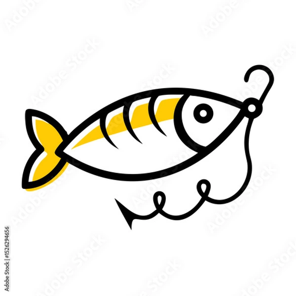 Fototapeta Brightly colored fish design featuring a hook and line for fishing enthusiasts at dawn