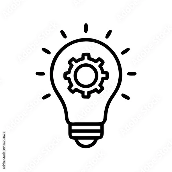 Obraz Light bulb with gear icon representing innovation and problem-solving concepts in a creative design setting