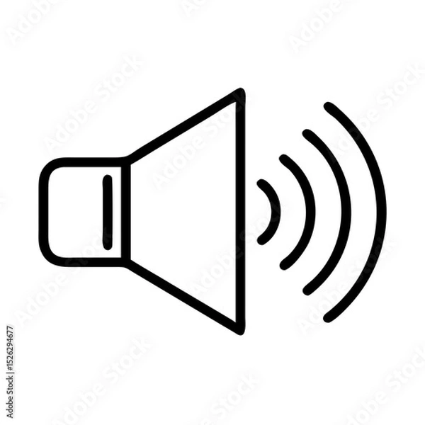 Fototapeta Sound wave icon represented by a speaker emitting sound waves in a minimalist design