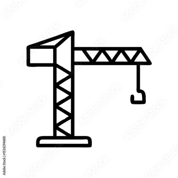 Fototapeta Construction crane working on a building site during daylight hours in an urban setting with clear skies