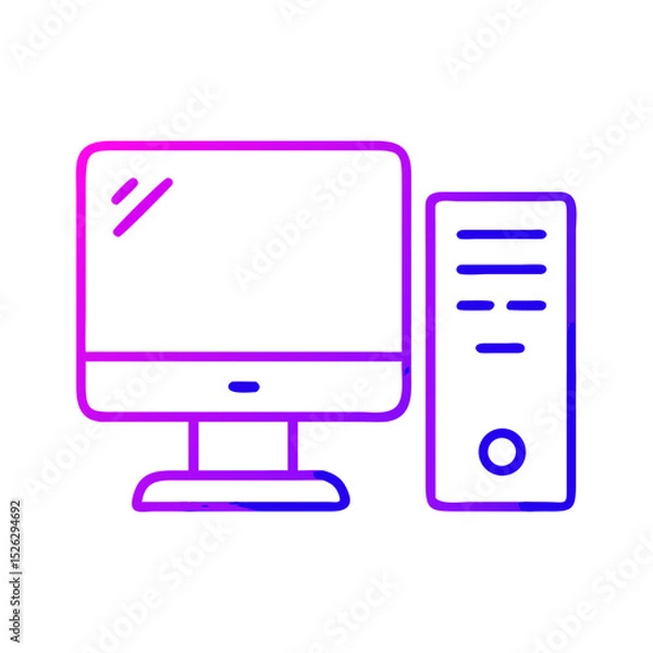 Obraz Colorful computer setup with monitor and tower designed for a modern workspace environment