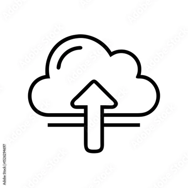 Fototapeta Cloud icon with upload arrow symbolizing data transfer and storage technology in a digital environment
