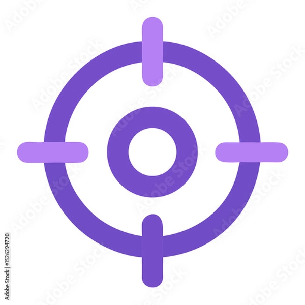Obraz Design of a simple purple target symbol featuring concentric circles and intersecting lines for visual emphasis and clarity