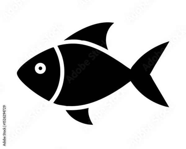 Fototapeta Black silhouette fish swimming gracefully in a minimalist design suitable for various creative projects