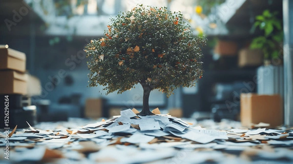 Obraz Bad complex messy management or organization, chaotic decision tree, complicated business process