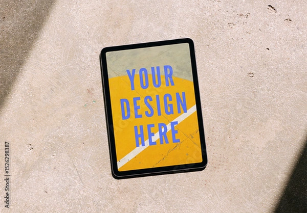 Fototapeta Mockup Of Customized Vertical Digital Tablet On Plain Background