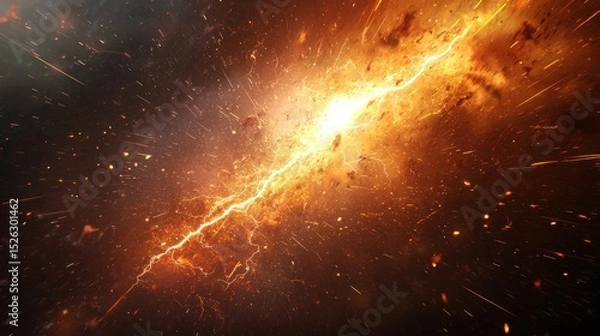 Fototapeta Fiery Cosmic Collision: A Spectacular Display of Energy and Light