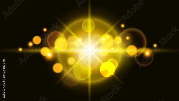 Fototapeta Radiant Star Explosion with Lens Flare and Bokeh. Vector illustration.