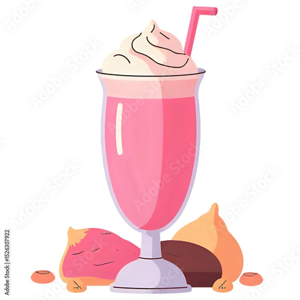 Obraz strawberry milkshake with ice cream
