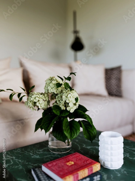 Fototapeta Large luxury modern bright interiors Living room mockup illustration 3D rendering image
