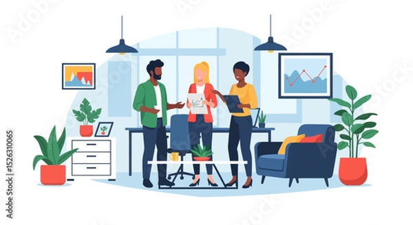 Fototapeta Collaborative Teamwork Diverse Team Meeting in Modern Office