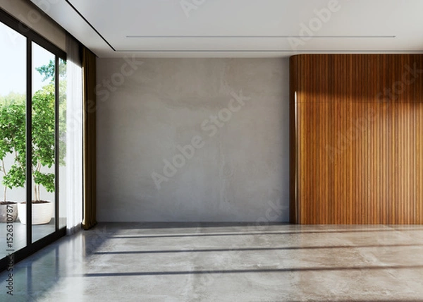 Fototapeta Large luxury modern bright interiors Living room mockup illustration 3D rendering image