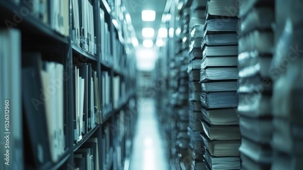 Fototapeta Endless Aisles of Knowledge: A Serene Library