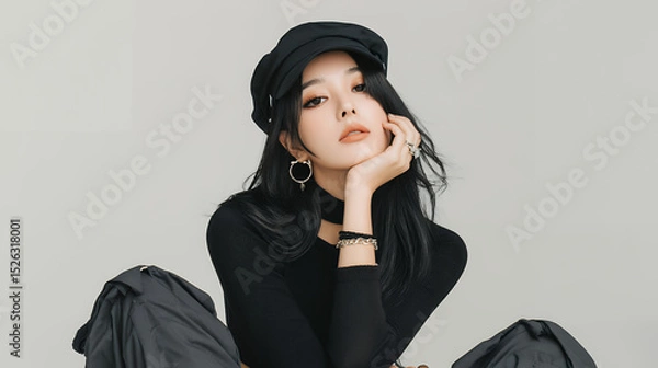 Fototapeta 韓国ファッションの若い女性