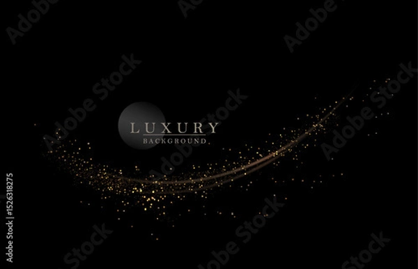 Obraz Isolated exquisite design component, shiny arc with tinsel on black background.