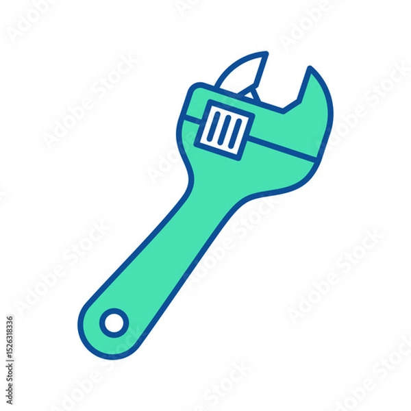 Fototapeta Adjustable wrench icon. Construction tool. Color vector illustration