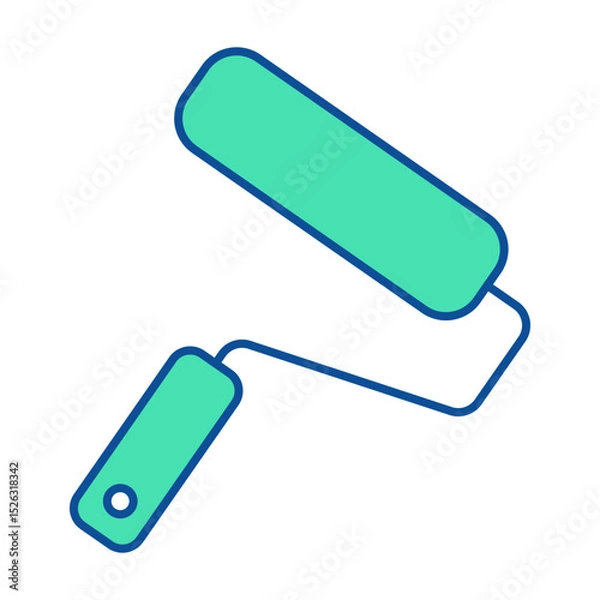 Fototapeta Paint roller icon. Construction tool. Color vector instrument illustration