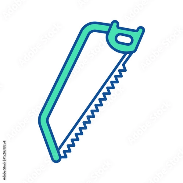 Fototapeta Hand saw icon. Construction tool. Color vector instrument illustration