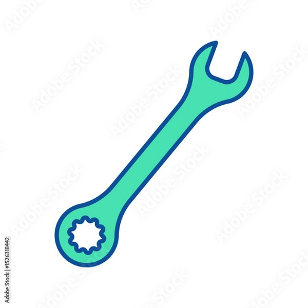 Fototapeta Wrench icon. Combination spanner. Construction tool. Color vector illustration